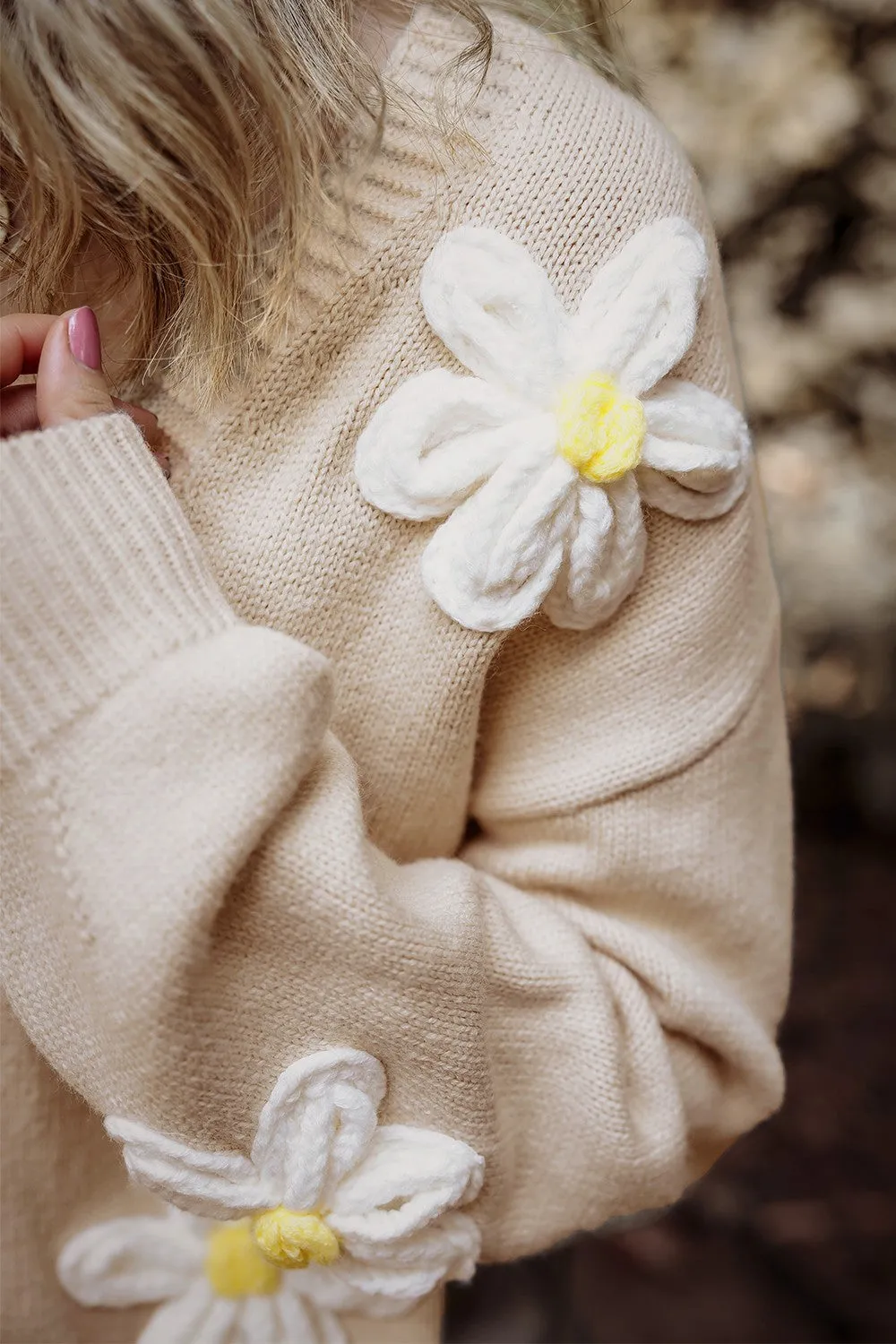 🌼 Chunky Flower Dropped Shoulder Long Sleeve Cardigan 🌼