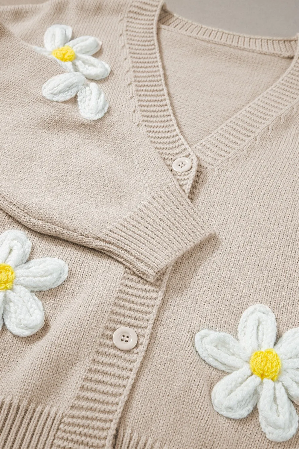 🌼 Chunky Flower Dropped Shoulder Long Sleeve Cardigan 🌼