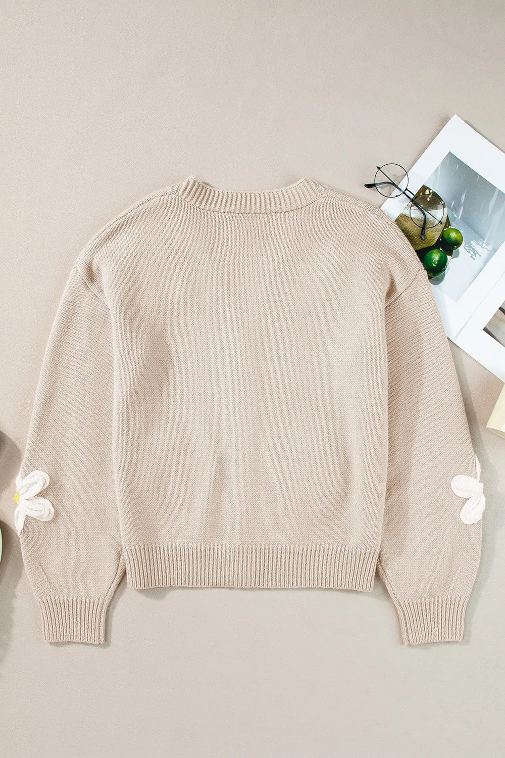 🌼 Chunky Flower Dropped Shoulder Long Sleeve Cardigan 🌼