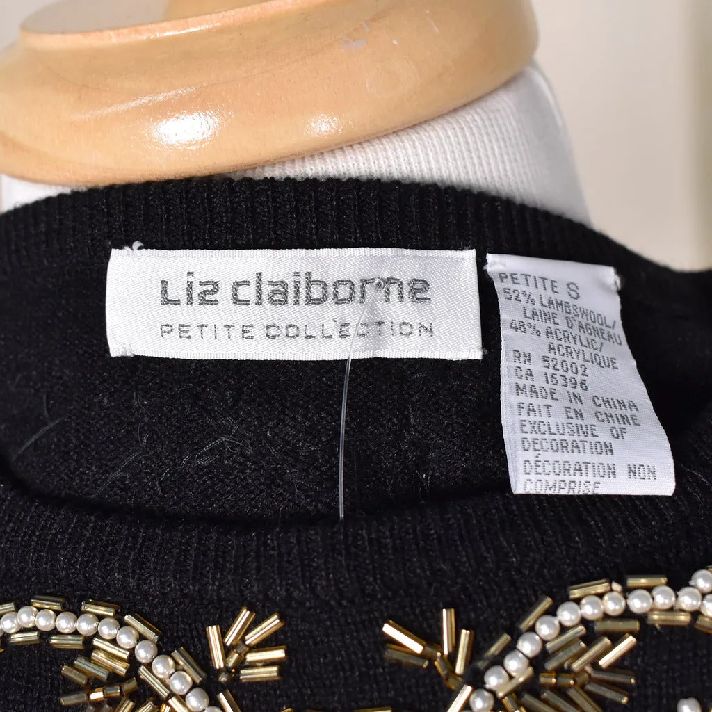 1950s Vintage Style Pearl Black Sweater