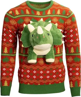 3D Dinosaur Triceritops Detacheable Stuffed Animal Funny Knitted