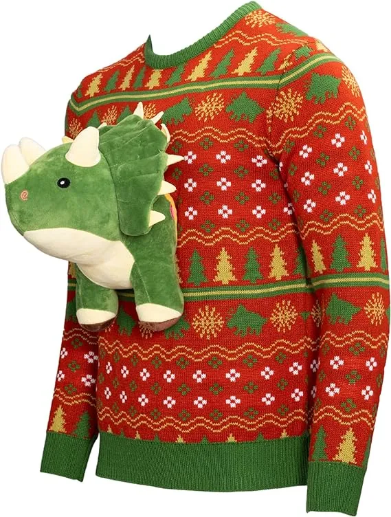 3D Dinosaur Triceritops Detacheable Stuffed Animal Funny Knitted