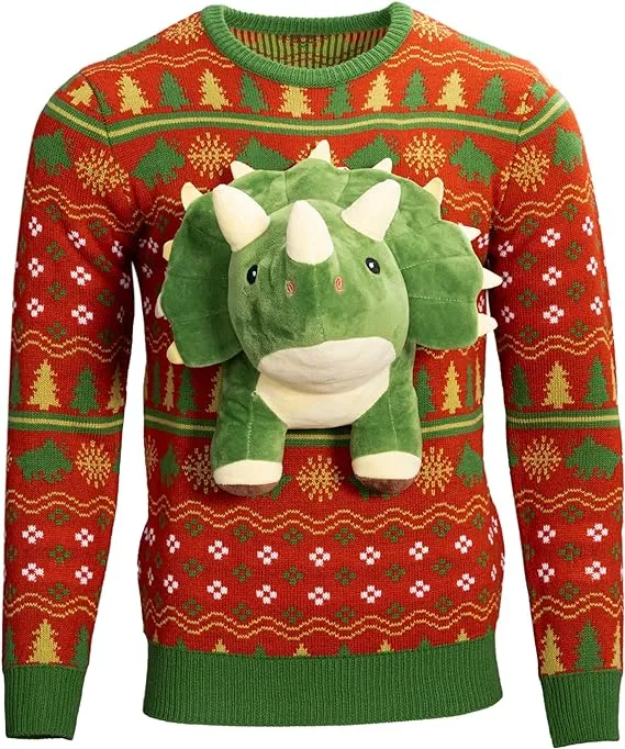 3D Dinosaur Triceritops Detacheable Stuffed Animal Funny Knitted