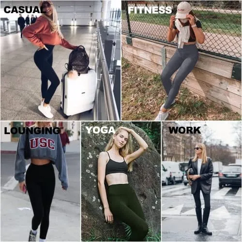 4 Pack High Waisted Leggings for Women- Soft Tummy Control Slimming Yoga Pants for Workout Running Reg & Plus Size