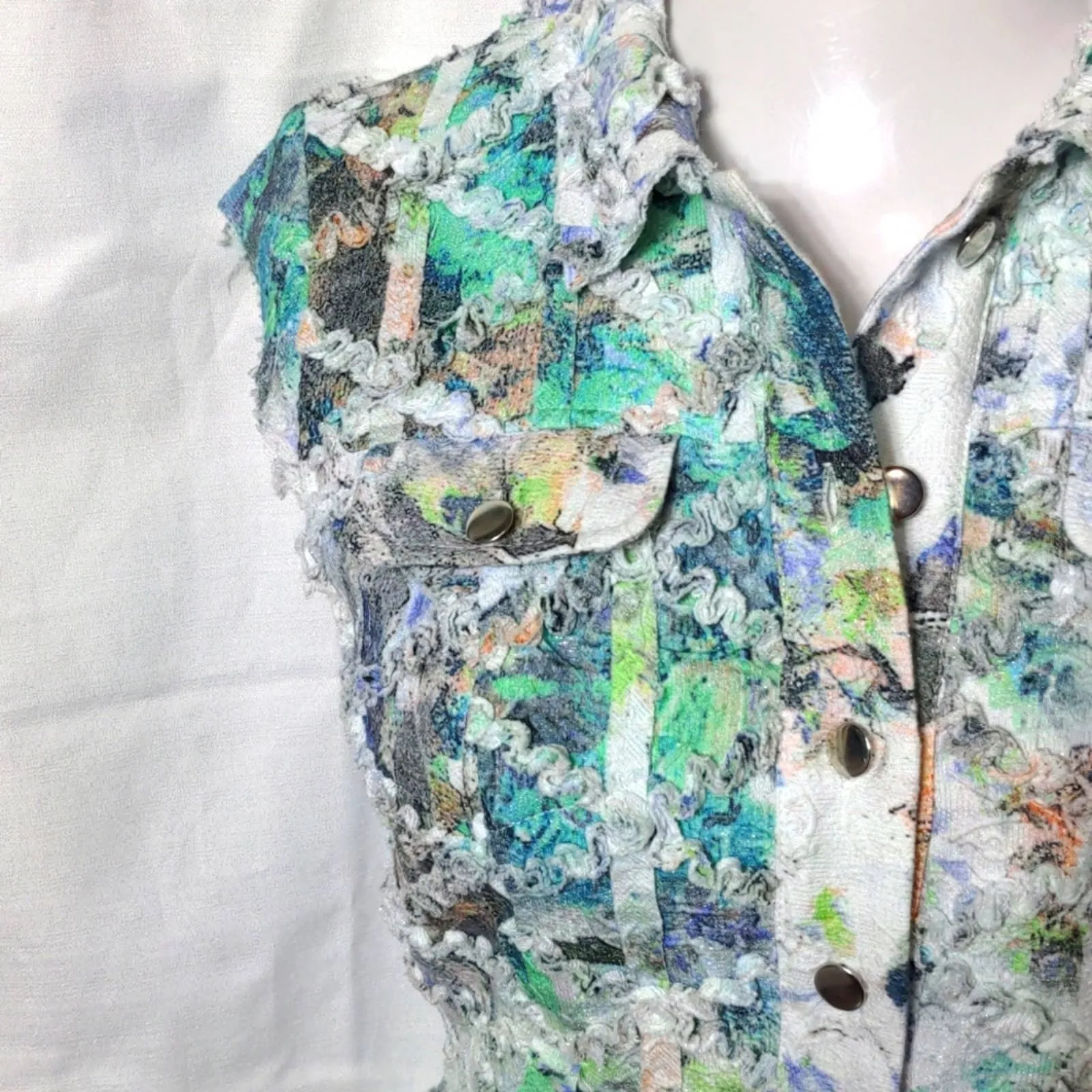 ALBERTO MAKALI Watercolor Sleeveless Vest Size 6