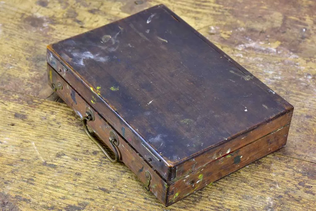 Antique French artist's paint box with palette - petite