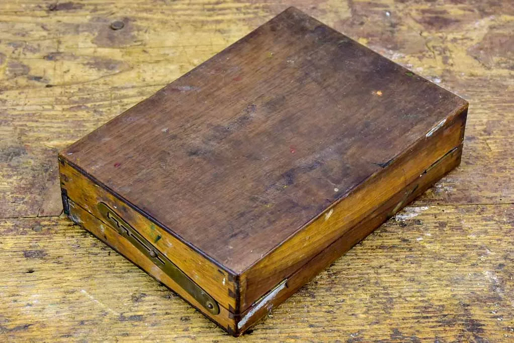 Antique French artist's paint box with palette - petite