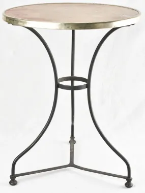Antique French marble bistro table with wrought iron base