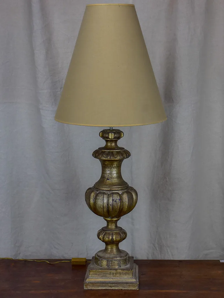 Antique French table lamp made with salvaged timber