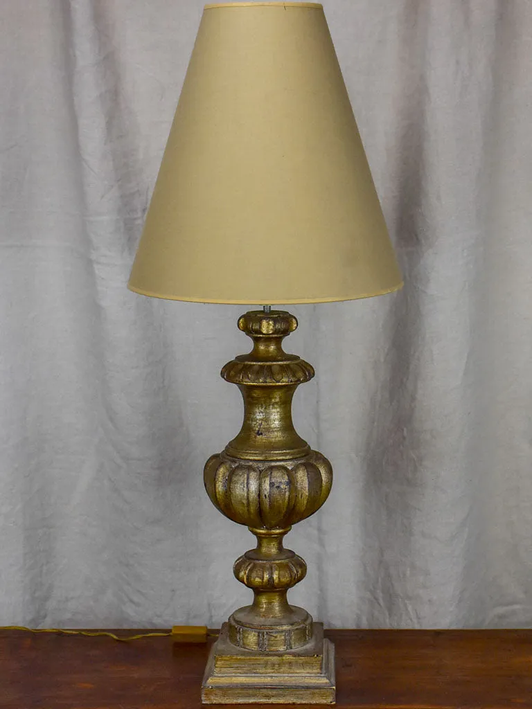 Antique French table lamp made with salvaged timber