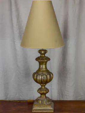 Antique French table lamp made with salvaged timber