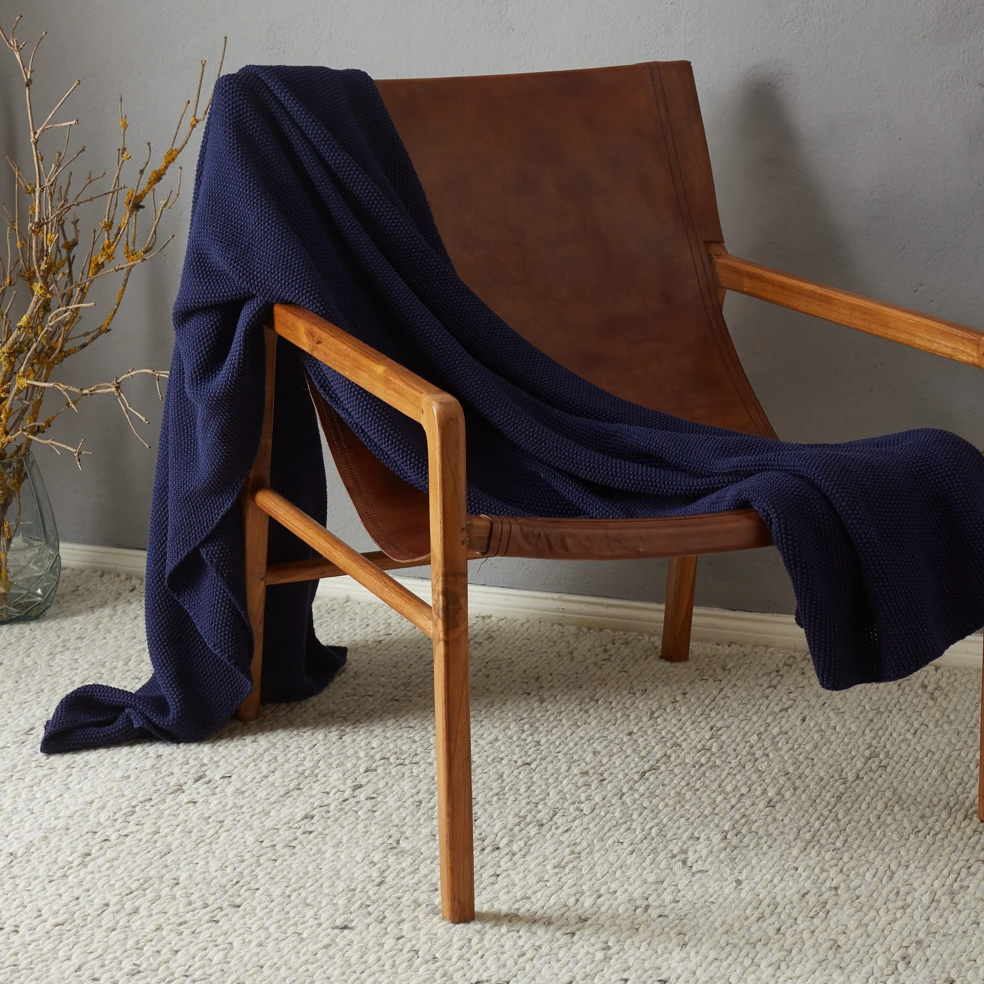 Antua Cotton Blanket [Dark blue]