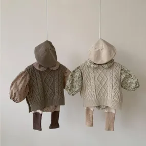 Autumn baby hemp pattern sweater loose knit waistcoat vest