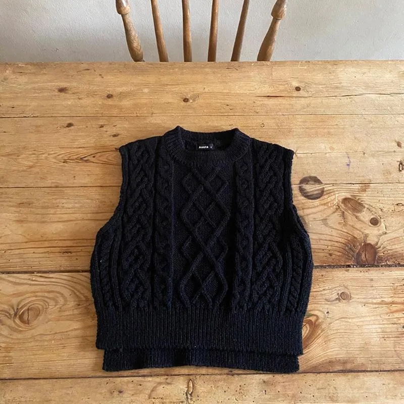 Autumn baby hemp pattern sweater loose knit waistcoat vest