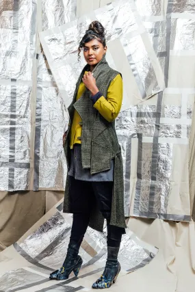 AW23 LYTHE PANELED VEST - FOREST TWEED