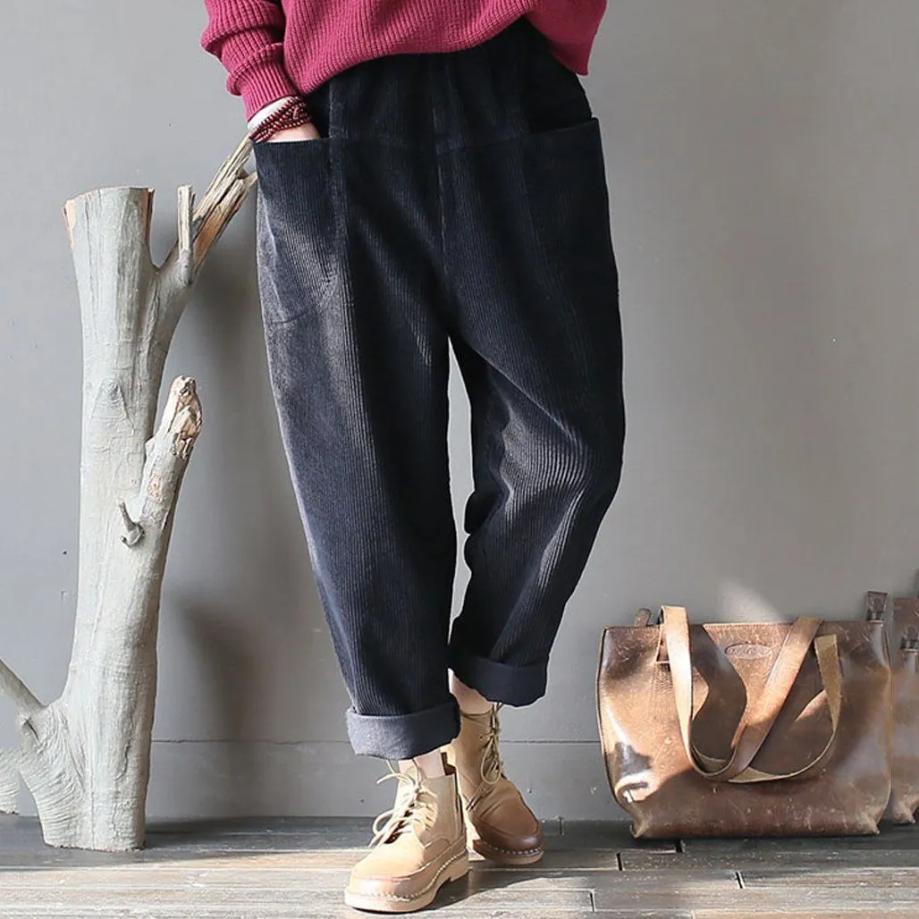 BABAKUD Cotton Corduroy Radish Pants Women Casual Harlan Pants
