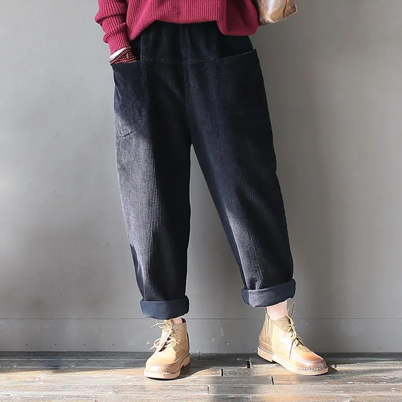 BABAKUD Cotton Corduroy Radish Pants Women Casual Harlan Pants