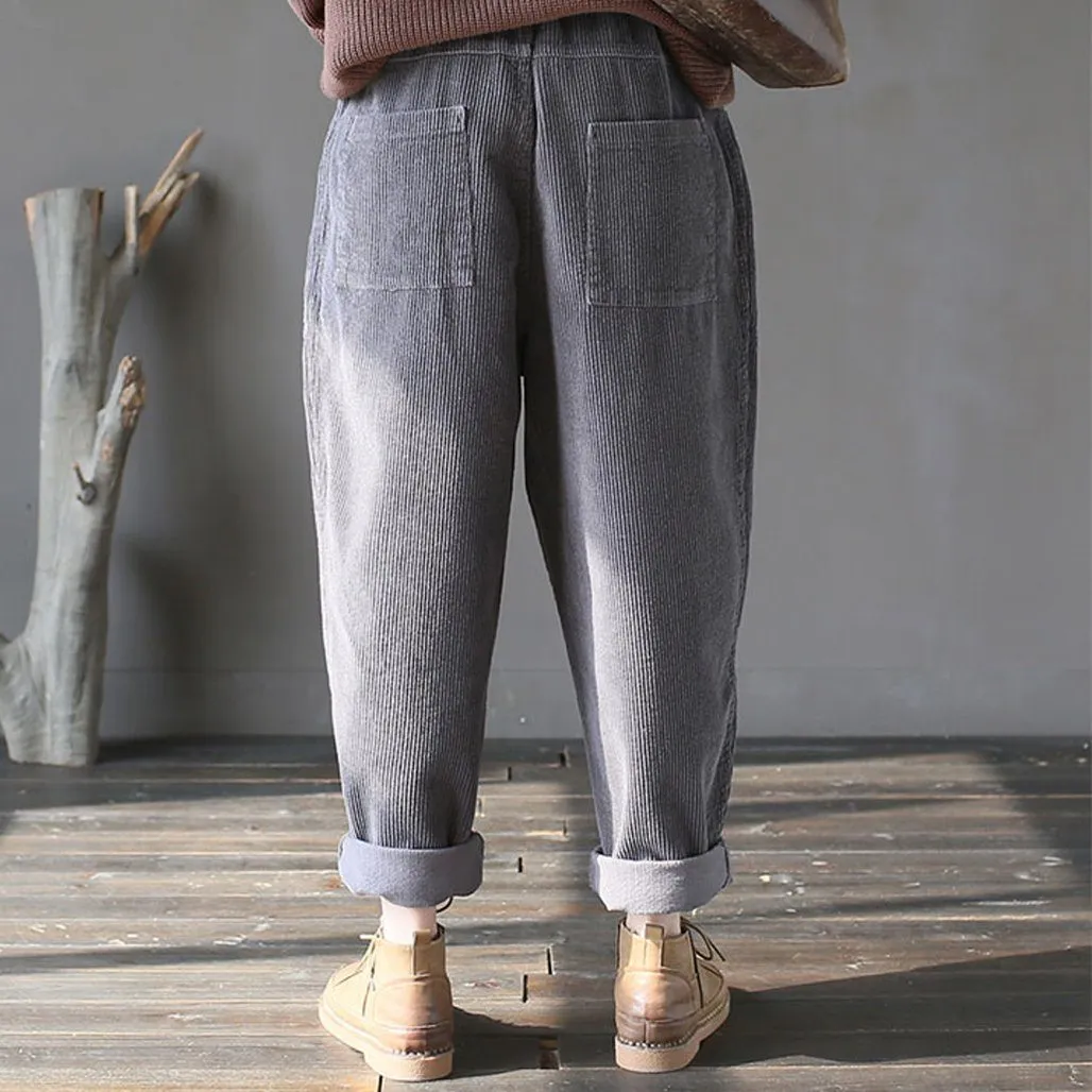 BABAKUD Cotton Corduroy Radish Pants Women Casual Harlan Pants
