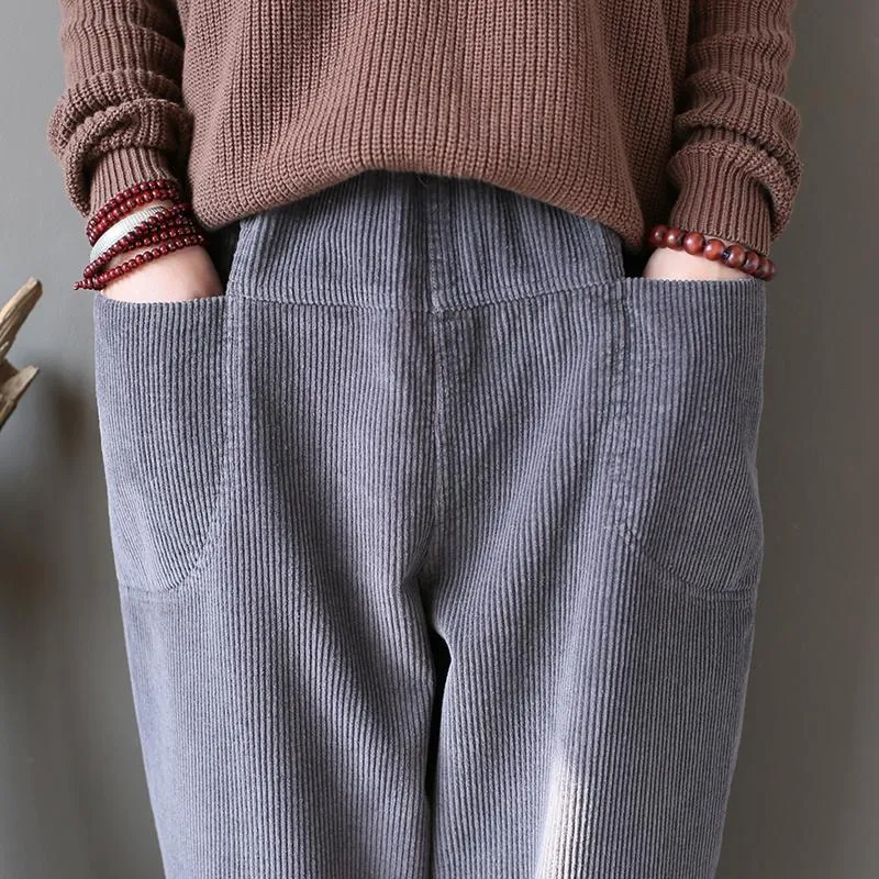 BABAKUD Cotton Corduroy Radish Pants Women Casual Harlan Pants