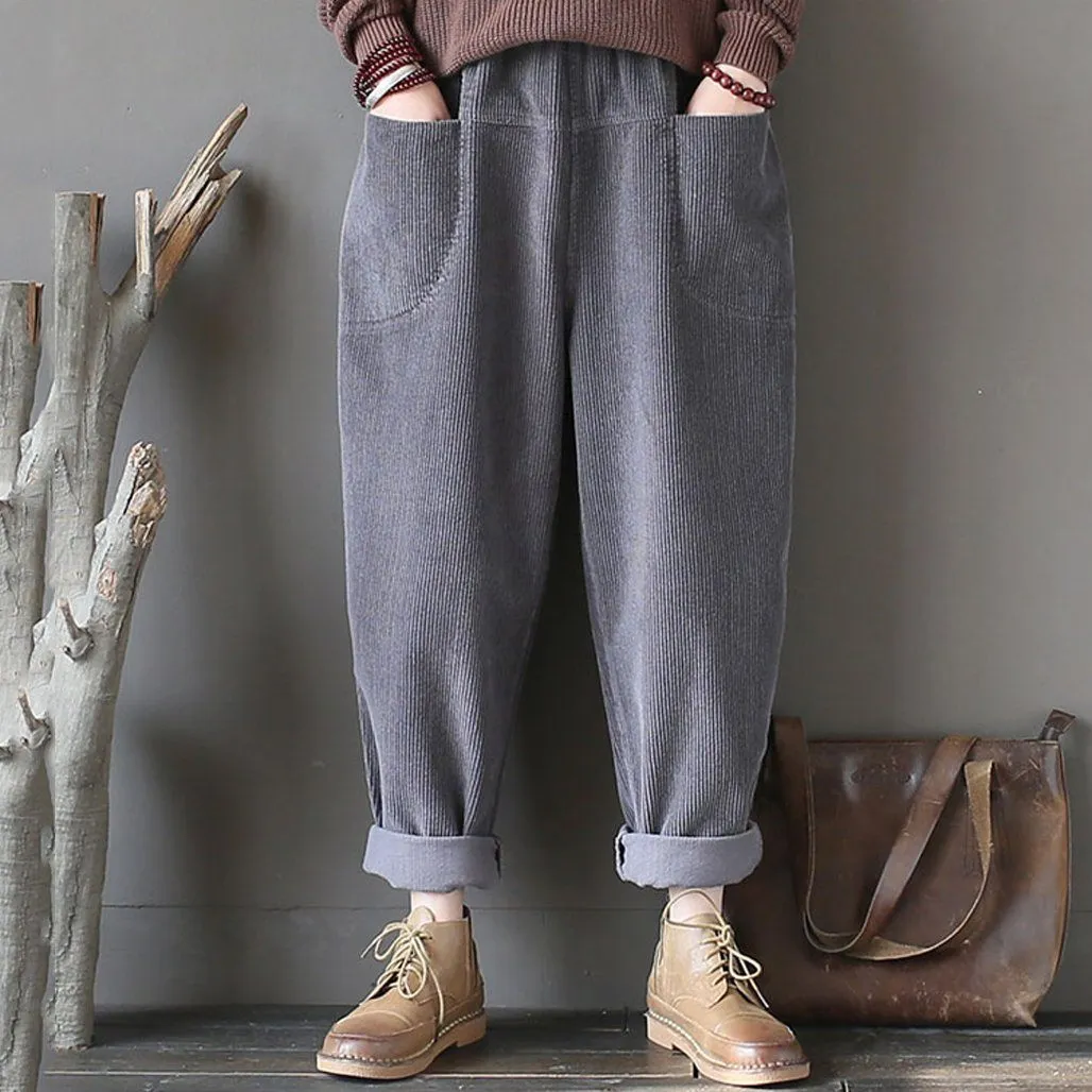 BABAKUD Cotton Corduroy Radish Pants Women Casual Harlan Pants