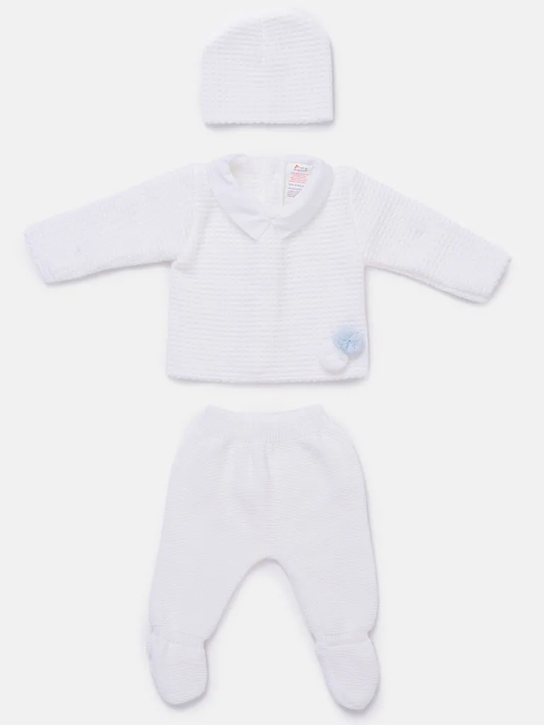 Baby Boy 3-Piece Waffle Knit Gift Box Set - White