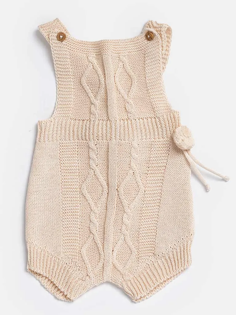 Baby Boy Javi Collection 2-piece Pom-pom Knitted Set-Beige
