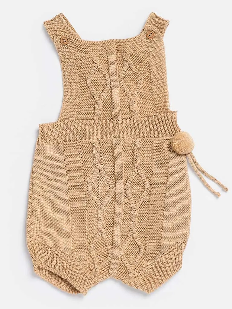 Baby Boy Javi Collection 2-piece Pom-pom Knitted Set-Camel Brown