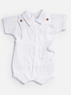 Baby Boy Javi Collection 2-piece Pom-pom Knitted Set-White