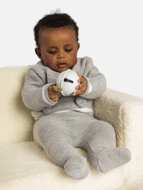 Baby Boy Luis Collection 3-piece  Knitted Set with Pom-poms-Grey