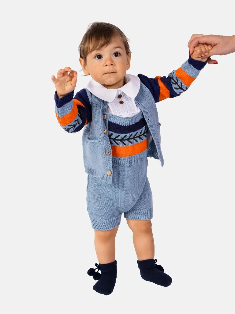 Baby Boy Marco Collection 2-piece Spanish Knitted Set-Ocean Blue