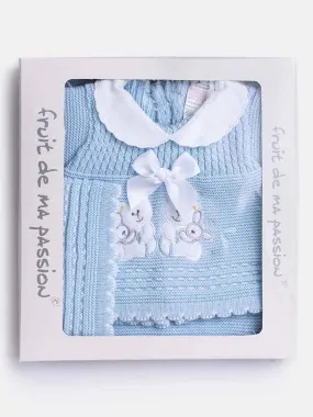 Baby Girl 3-piece Bunny Knitted Gift Box Set-Baby Blue