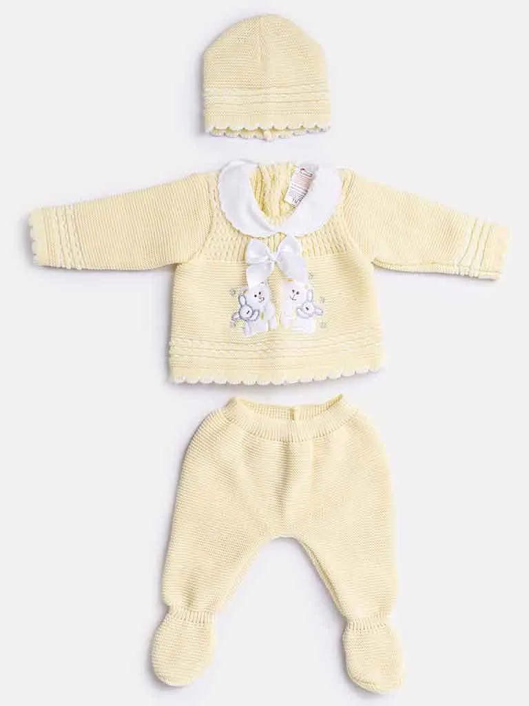 Baby Girl 3-piece Bunny Knitted Gift Box Set-Yellow