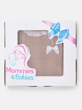 Baby Girl 3-piece Cable Knit Gift Box Set with Bonnet-Beige