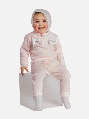 Baby Girl Ana Collection 3-piece Knitted Set with Bonnet-Baby Pink