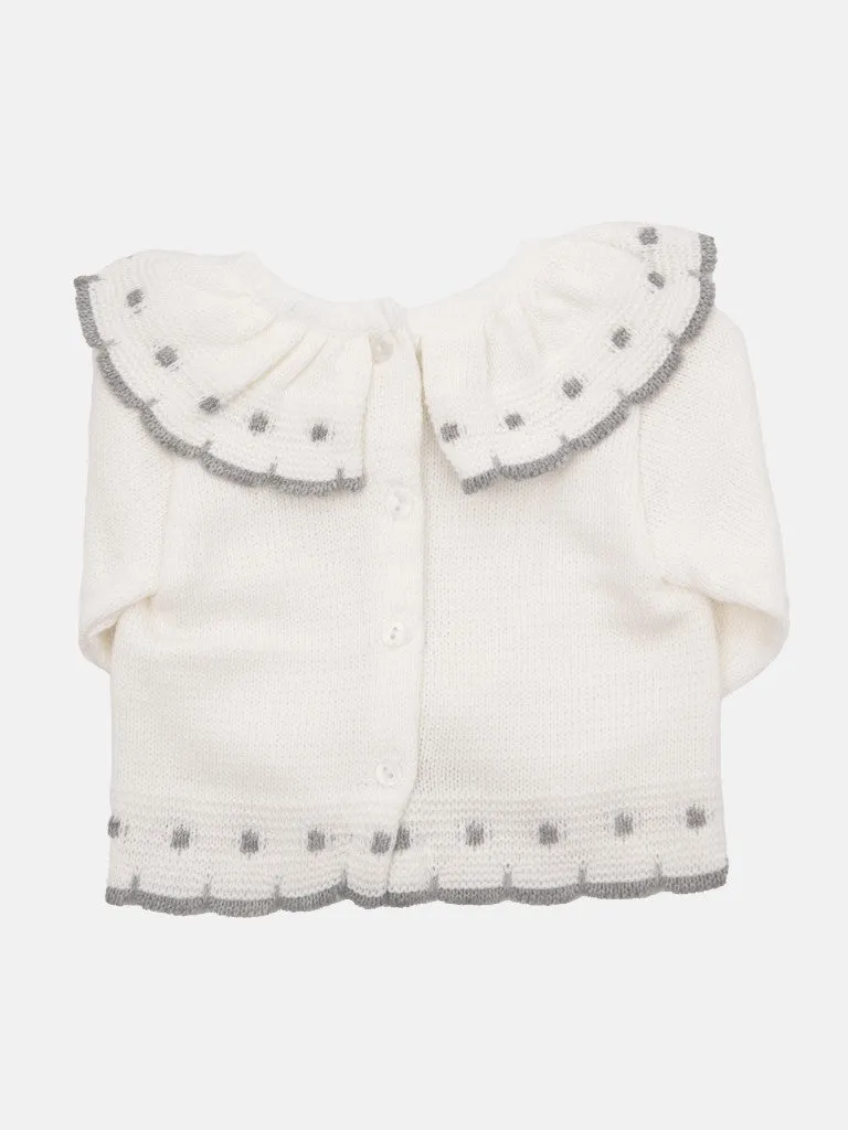 Baby Girl Inues Collection Knitted Set and Bonnet-White