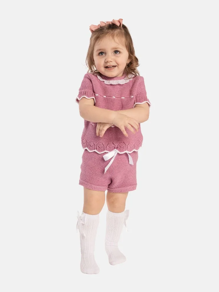 Baby Girl Julia Collection 4-piece Spanish Knitted Set-Lilac Pink