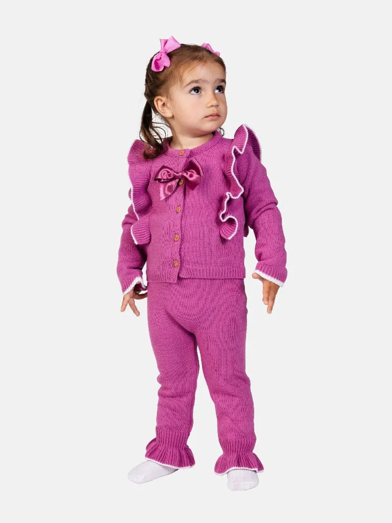 Baby Girl Kim Collection 2-piece Spanish Knitted Set-Plum