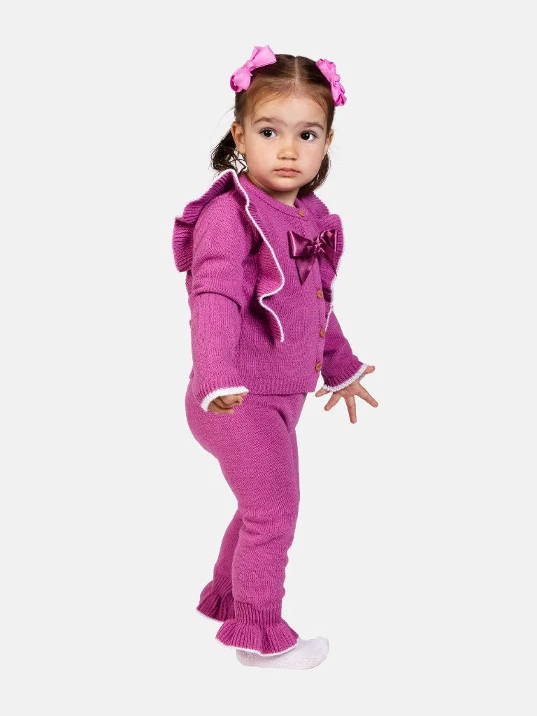 Baby Girl Kim Collection 2-piece Spanish Knitted Set-Plum