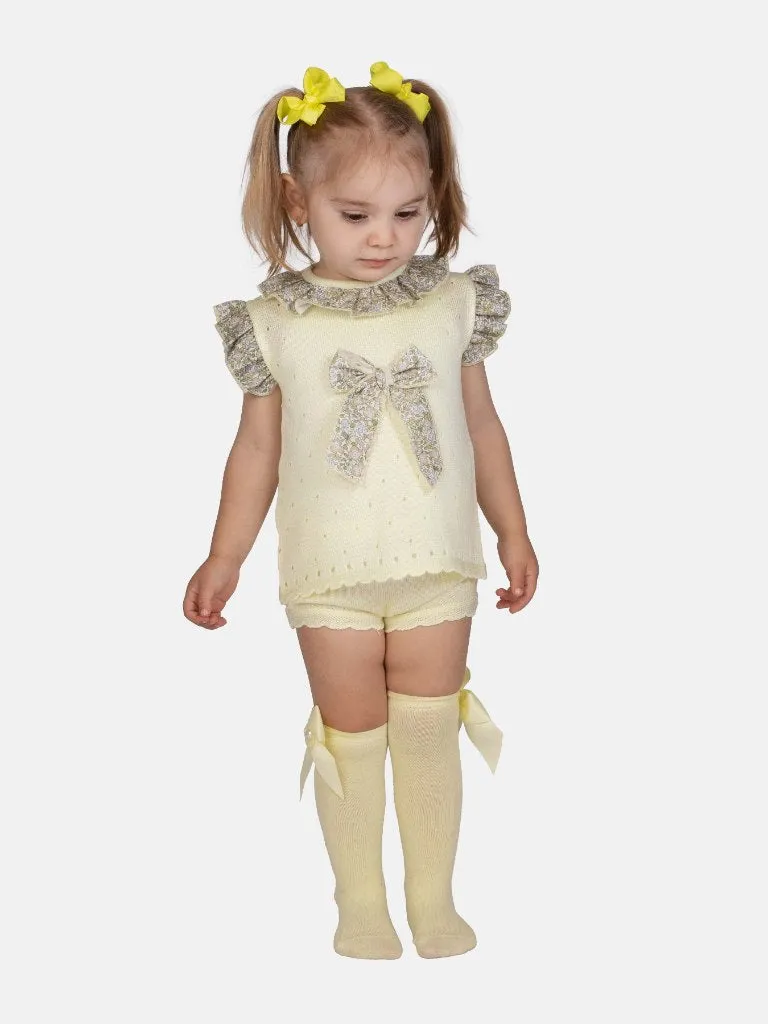 Baby Girl Nadia Collection 2 piece Spanish Knitted Set-Lemon Yellow