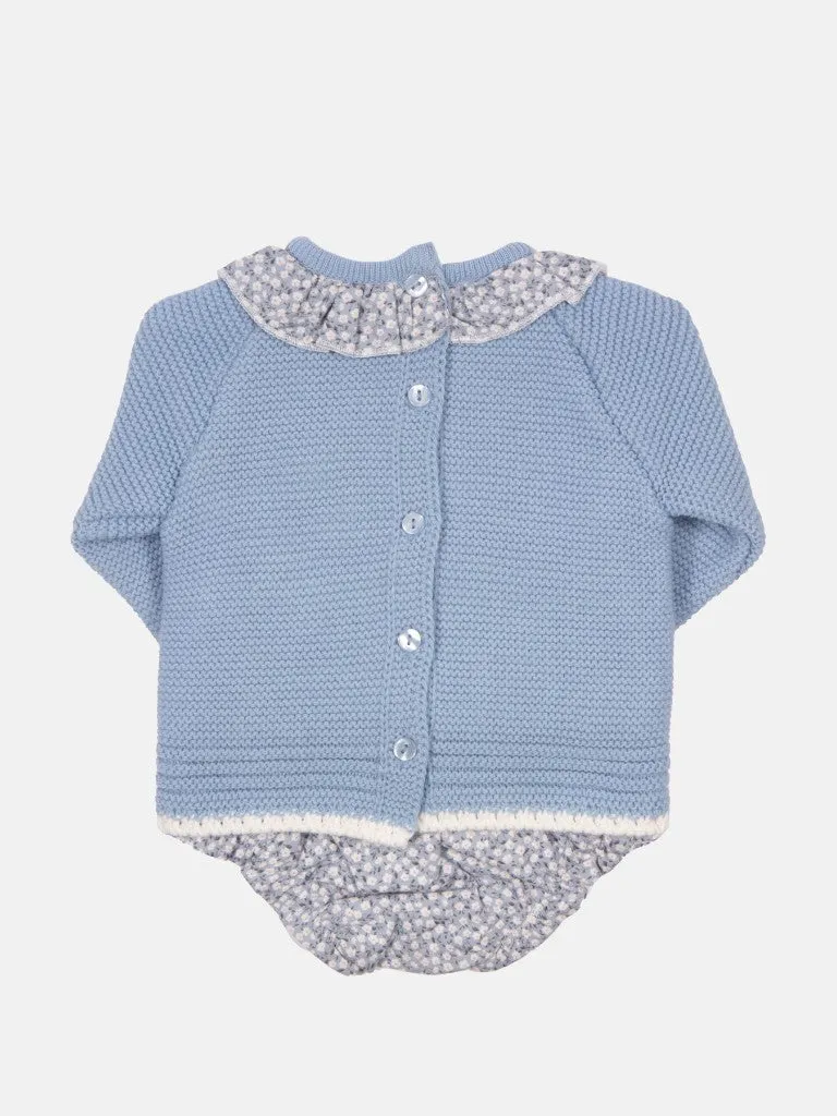 Baby Girl Nila Collection Pom-pom Knitted Set-Blue