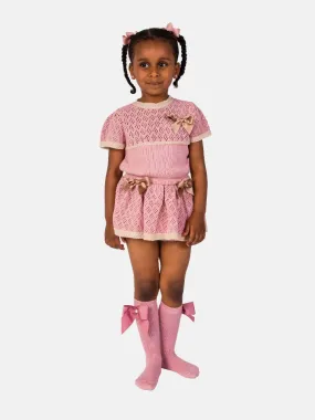 Baby Girl Rachel Collection 2-piece Spanish Knitted Set-Dusty Pink