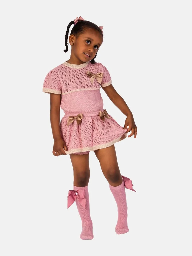 Baby Girl Rachel Collection 2-piece Spanish Knitted Set-Dusty Pink