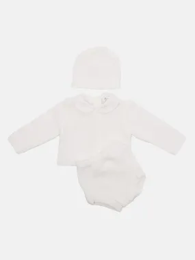 Baby Girl Tami Collection Textured Line Knitted Set-White