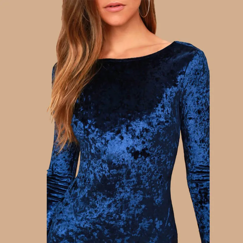 Backless Bodycon Velveteen Dress