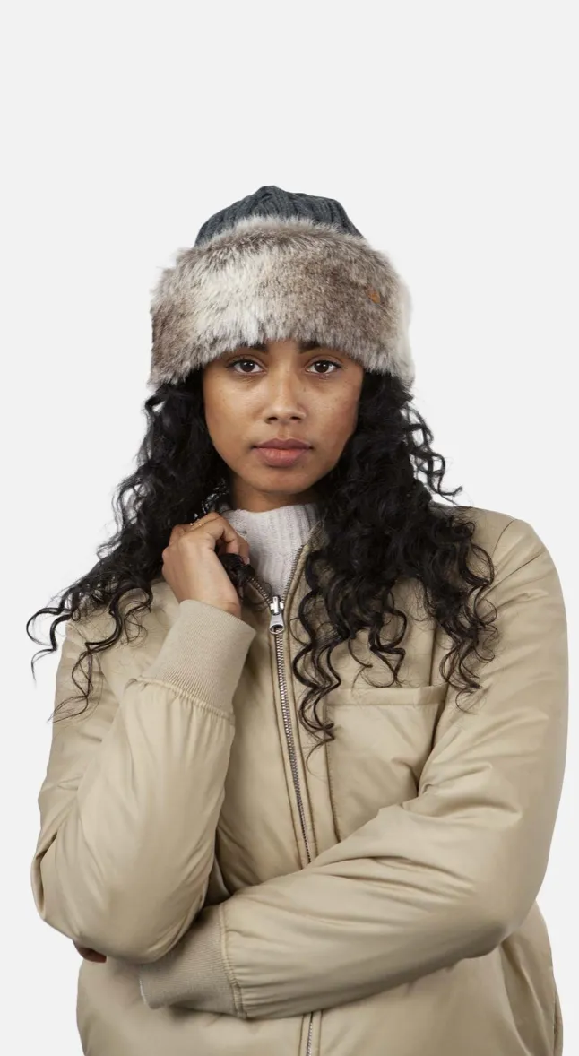 Barts Ladies Fur Cable Bandhat- Heather Brown