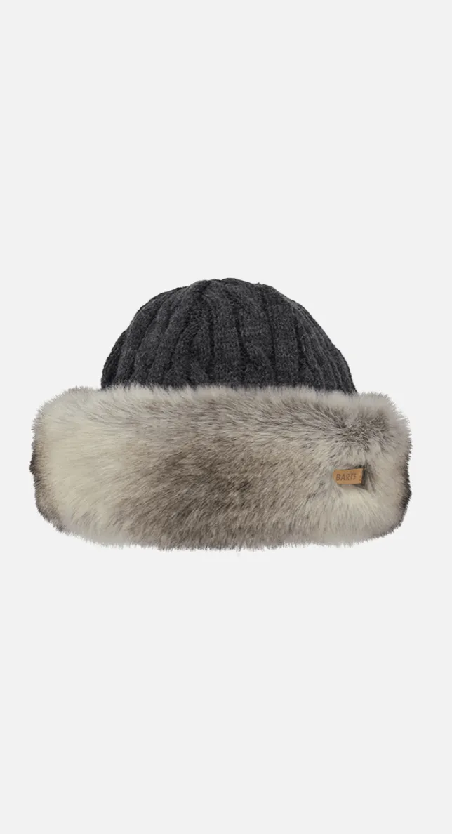 Barts Ladies Fur Cable Bandhat- Heather Brown