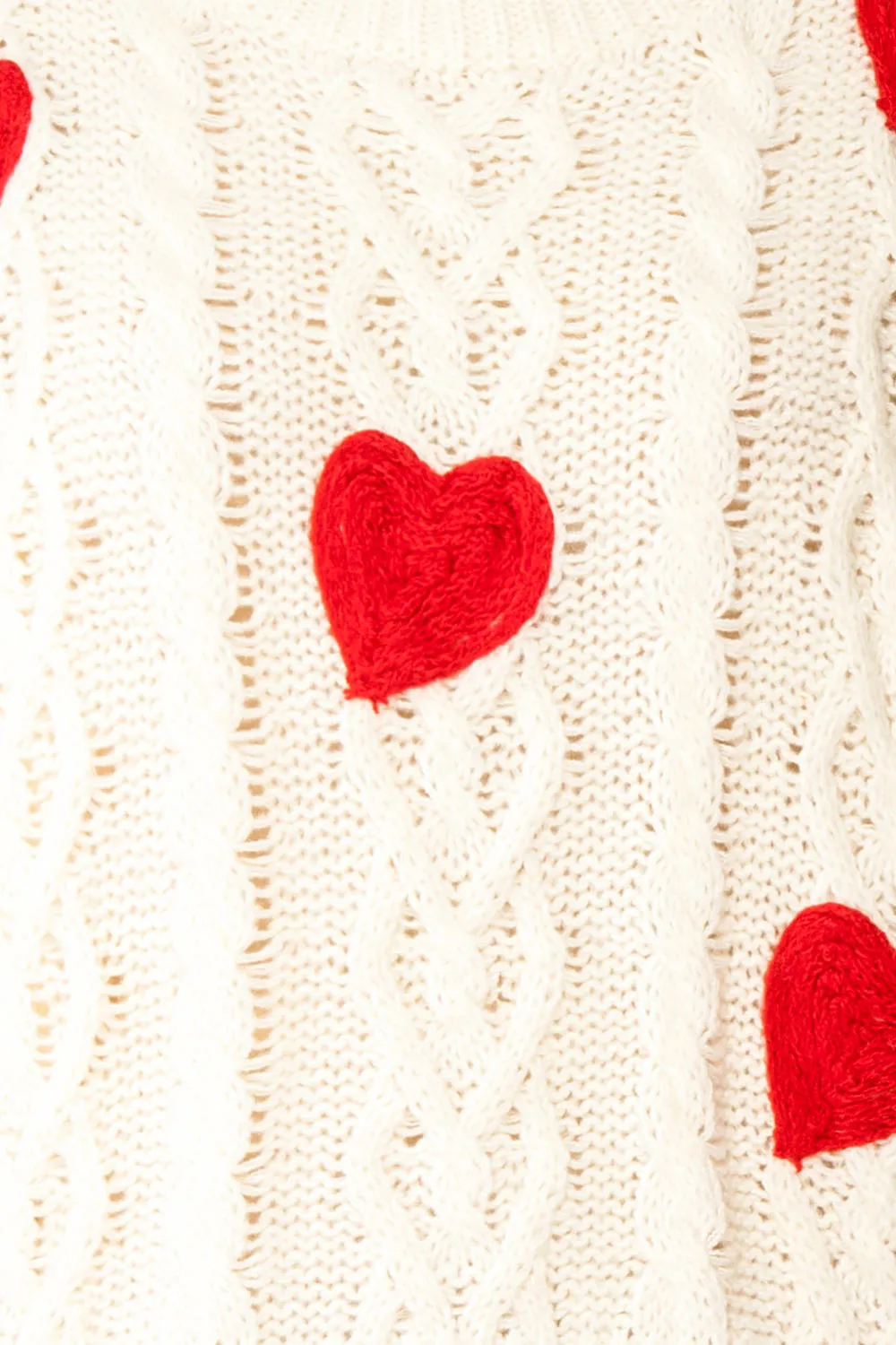 Bihotza | Knit Sweater w/ Red Hearts