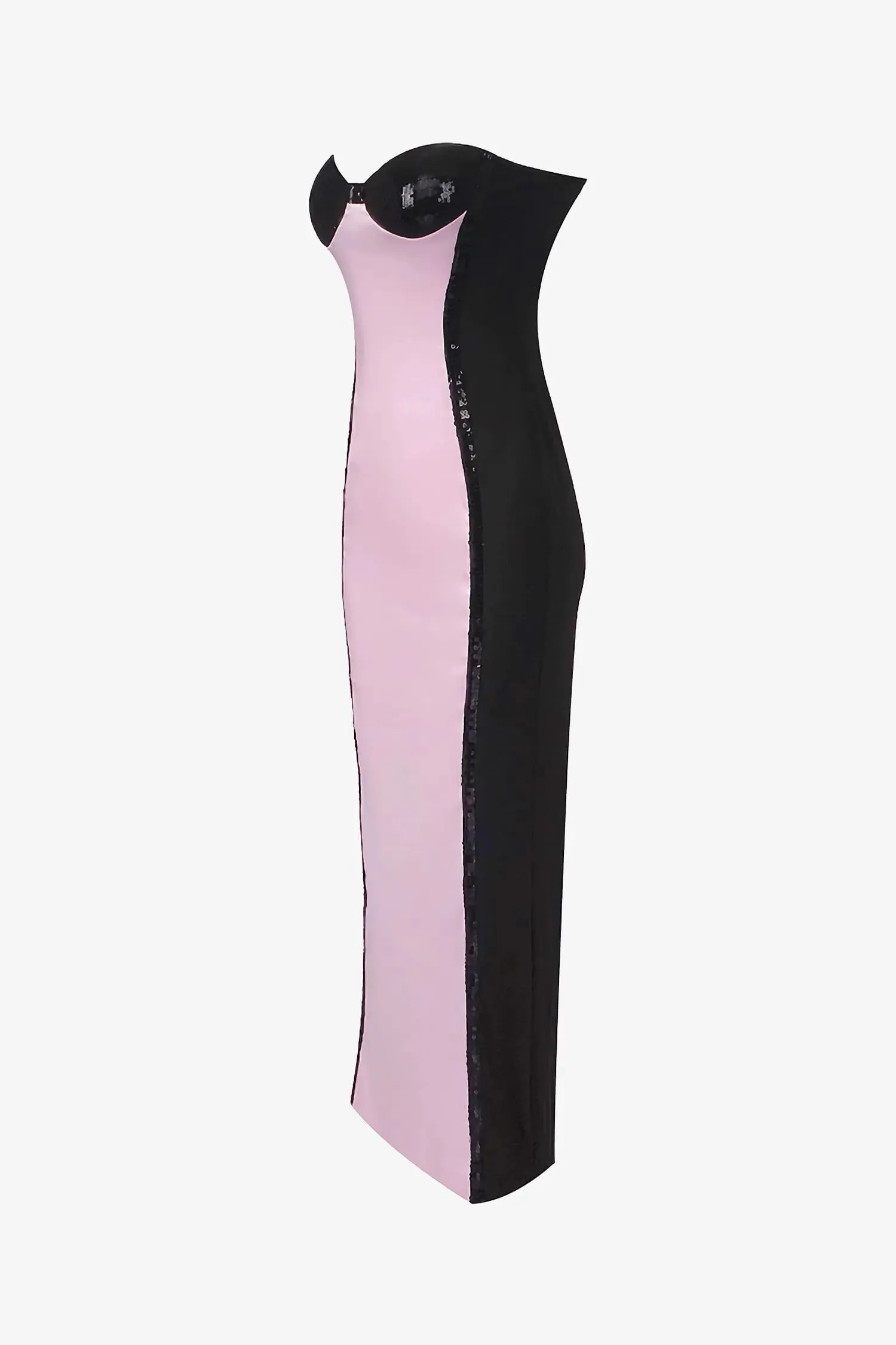 Black And Pink Sequin Maxi Dress