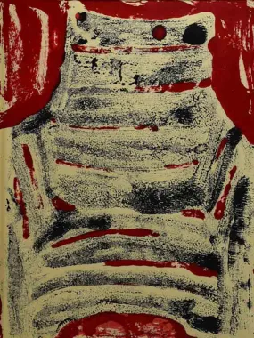 Black chair with red background - oil on paper - Caroline Beauzon 20½" x 26½"