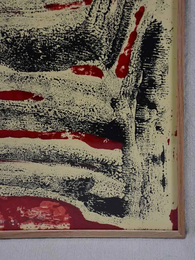 Black chair with red background - oil on paper - Caroline Beauzon 20½" x 26½"